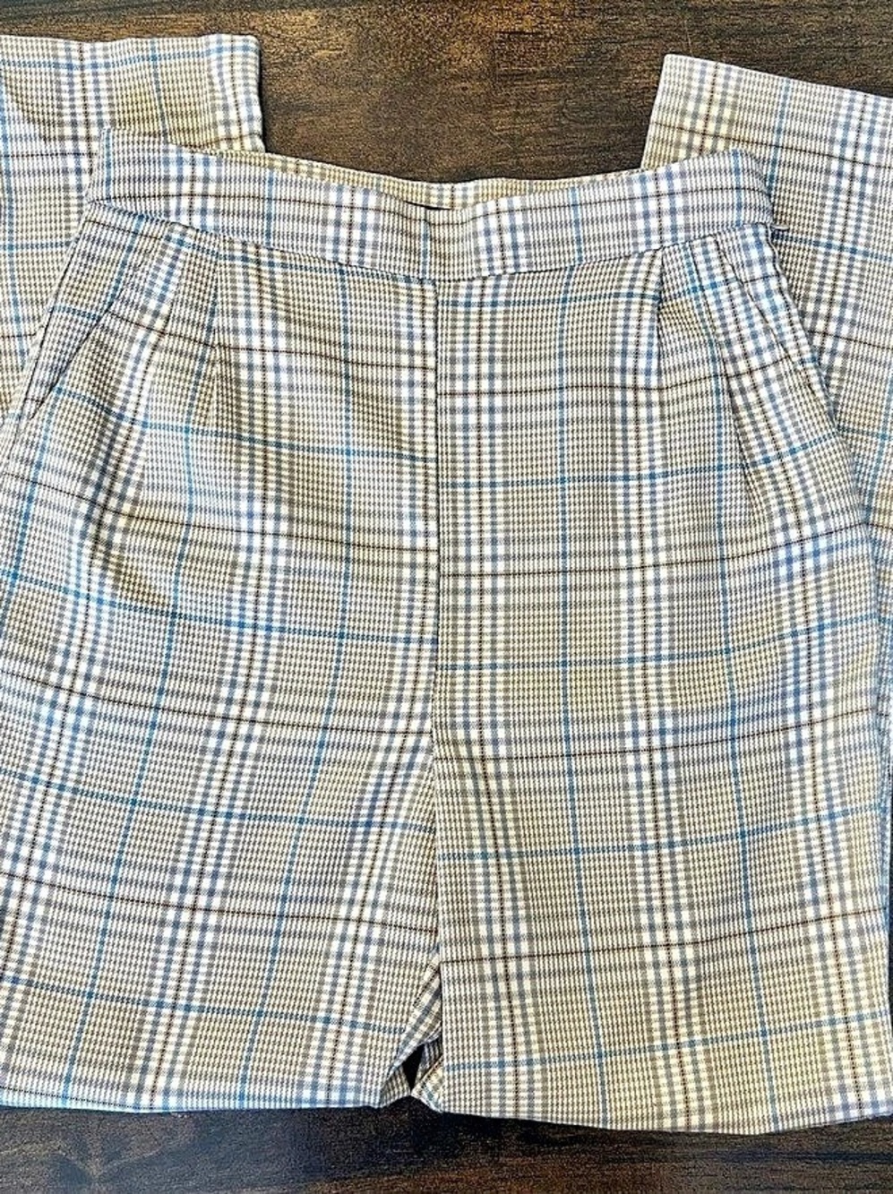 Lulus Plaid Dress Pants in Tan & Blue Size S Like New